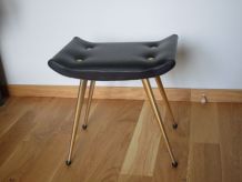 Tabouret ou repose pied en skaï à pied compas