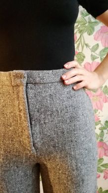 Angèle - Pantalon Max Mara vintage en laine gris chiné 