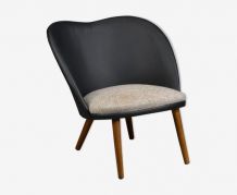 fauteuil en cuir, laine &amp;amp; hêtre
