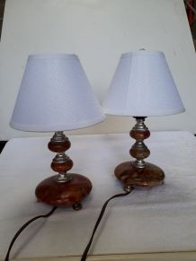 duo de petites lampes de chevet en marbre