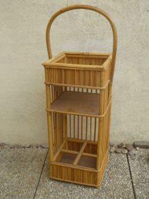 panier porte bouteille en bambou , vintage