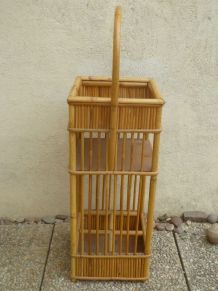 panier porte bouteille en bambou , vintage