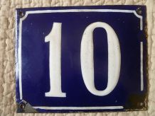 Plaque émaillée bleu numérotée 10