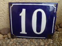 Plaque émaillée bleu numérotée 10