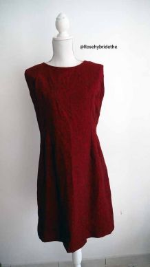 Robe en laine rouge chiné vintage 60's