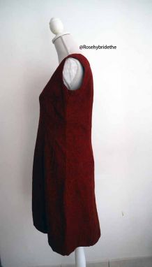 Robe en laine rouge chiné vintage 60's