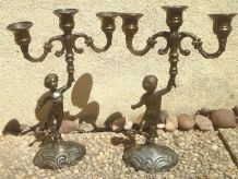 paire de chandelliers Cherubin anciens vintages