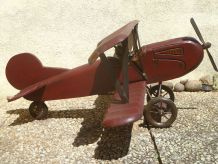 avion biplan en bois ,artisanal , vintage