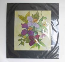 tableau peinture sur soie fleurs