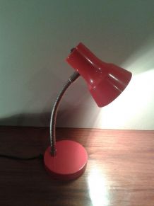 Lampe de bureau en tole émaillée orange