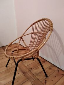 Fauteuil corbeille enfant en rotin 
