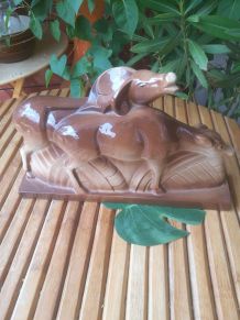 Céramique Art déco LEMANCEAU- biche et cerf-