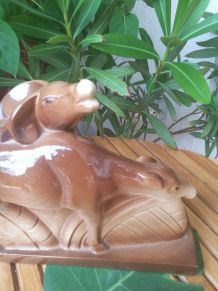 Céramique Art déco LEMANCEAU- biche et cerf-