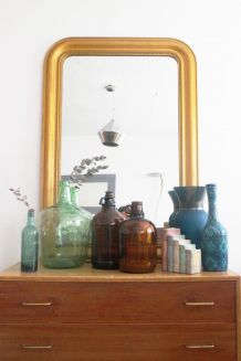 Grand miroir doré vintage Haussmannien Louis Philippe