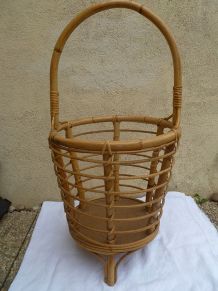 Travailleuse en bambou et rotin vintage