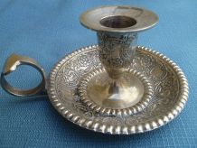 bougeoir  en metal  argenté vintage