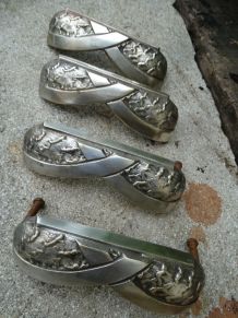 4 poignees coquilles bronze art deco