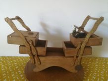 travailleuse accordéon en bois vintage