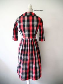 Robe à carreaux cousue main vintage 40's 50's