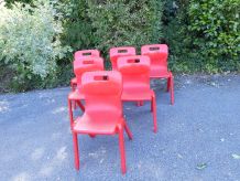 série de 6 chaises rouges