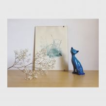 Céramique chat bleu