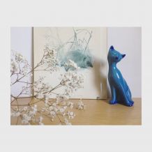 Céramique chat bleu