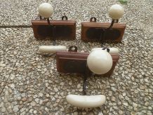 lot de 3 pateres bois , céramique