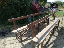Bancs de ferme à dossier (Paire)