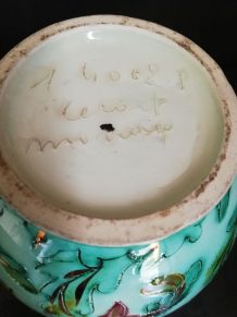 Vase boule en faïence de Monaco Cerart signé et numéroté
