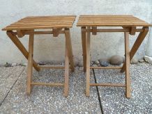 lot de 2 tabourets pliables en bois