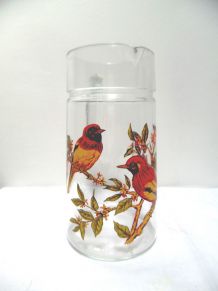 pichet en verre thème oiseaux