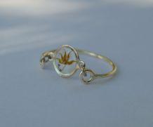 Bague, fleurs séchées, fait main.