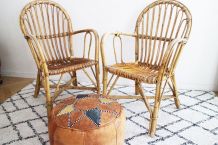 Fauteuil en rotin des années 70