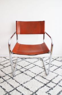 Paire de fauteuils style Marcel Breuer années 70 cognac