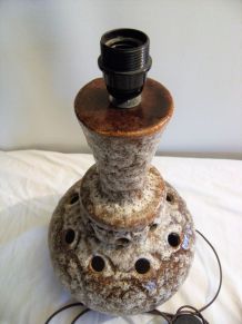 Lampe électrique abat-jour en grès vintage