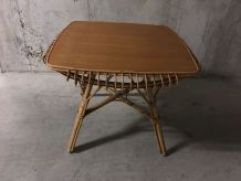 Table basse en rotin années 60