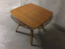 Table basse en rotin années 60