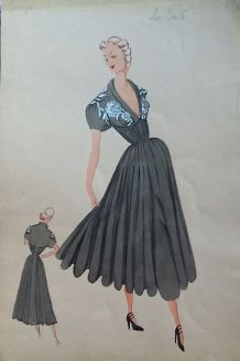 Croquis Mode 1950 série de robes 