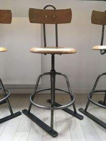 4 Tabourets Industriels Années 50 Vintage