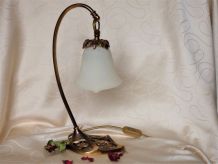 Lampe bronze et pâte de verre / Lampe à poser art déco