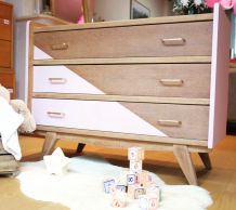 Jolie commode vintage rose &amp;amp; bois