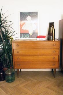 Large Commode vintage scandinave pieds compas années 60