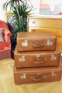 Lot de 3 valises vintage marron