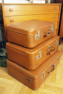 Lot de 3 valises vintage marron