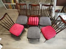Chaises entièrement rénovées bois et velours: 6 disponibles