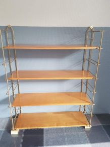 étagères style tomado années 60 structure métal doré étagère