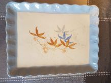  petit plateau ancien en faïence craquelée  tchécoslovaquie