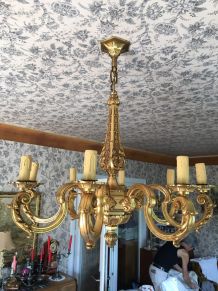 LUSTRE + 2 APPLIQUE BRONZE DORE