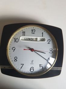 pendule à aiguilles électrique Jaz vintage formica marron