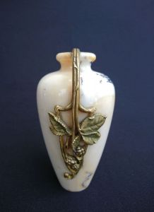 Vase soliflore Art Nouveau - Marbre blanc &amp;amp; bronze